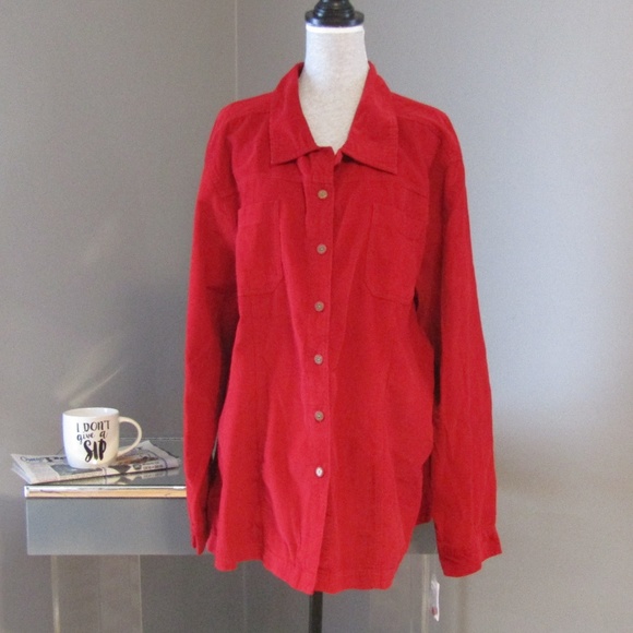 dressbarn Tops - NEW Dressbarn Woman Red Corduroy Shirt 3X